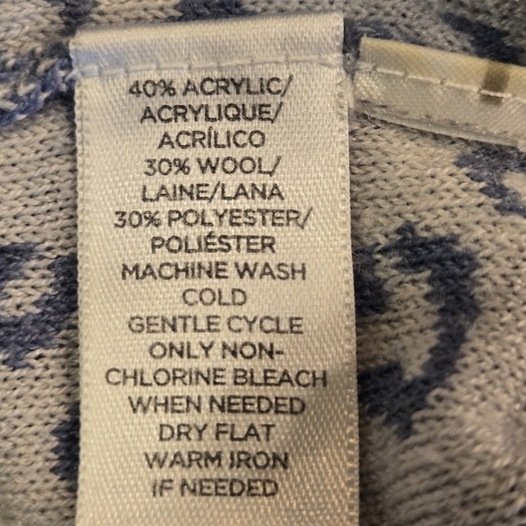 LOFT Blue Animal Print Wool Blend Crew Neck Sweater Xsmall - Picture 11 of 11